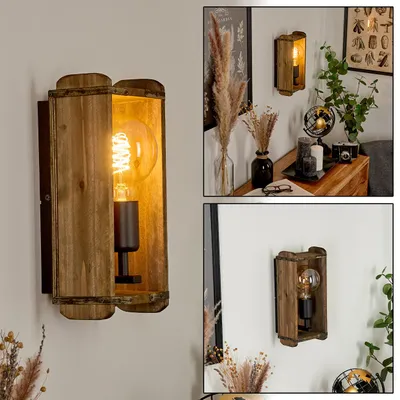 Produktbild von Atid »Atid« Vintage Wandlampe aus Metall/Holz in Schwarz/Natur