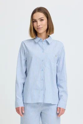 Produktbild von Oxmo OXFanny Damen Bluse Tunika Hemdbluse Baumwollmischung Loose Fit