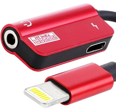 Produktbild von Rot Kopfhörer 3,5mm Jack+ Ladegerät Audio-Adapter Charger-Splitter iPhone