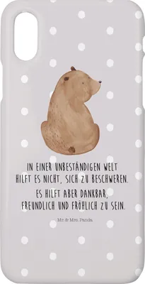 Produktbild von Mr. & Mrs. Panda Iphone 10 Handyhülle Bär Schulterblick - Grau Pastell - Geschenk, Selbstachtung, Bären, Handy Case, Motivation, X, Cover, Teddybär, Weltansicht, Weisheit