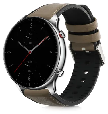 Produktbild von kwmobile Leder Uhrenarmband für Huami Amzfit GTR (47mm) / GTR 2 / GTR 3 / GTR 4 Armband - Ersatzarmband für Fitnesstracker mit Uhrenverschluss -