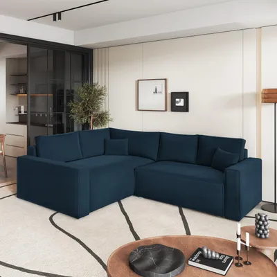 Produktbild von Masseno Ecksofa ERONIS L-S mit Schlaffunktion L-Form, Sofa mit Bettkasten, Wohnzimmersofa, Couch, Soffa, Bettsofa, Couchgarnitur- Blau, MONOLITH 77