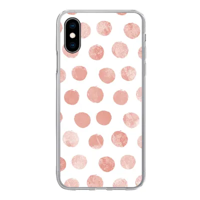 Produktbild von MuchoWow® Handyhülle Schutzhülle Hülle für iPhone X Polka dots - Rosa - Weiß Silikon Softcase Handy Hülle - Handyhülle