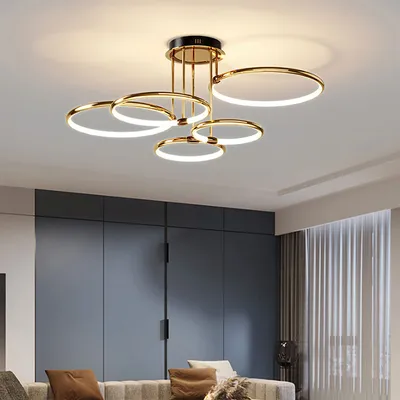 Produktbild von Welikera LED Deckenleuchte 5 Ring Design Beleuchtung, Dimmbar, Ø85cm, 5 Köpfe, LED fest integriert