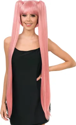 Produktbild von Cosplay-Perücke Zöpfe Pastellrosa für Erwachsene - Einheitsgröße