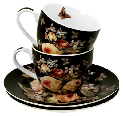 Produktbild von Espressotassen-Set 2 Stück 90 ml WARDA mit Untertassen, New Bone China Porzellan