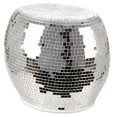 Zdjęcie produktu dla Gilde Beistelltisch, oval, "Disco", Fiberglas, Spiegelglas, silberfarben, VE 1, L. 35 cm, B. 41 cm, H. 36 cm 79922