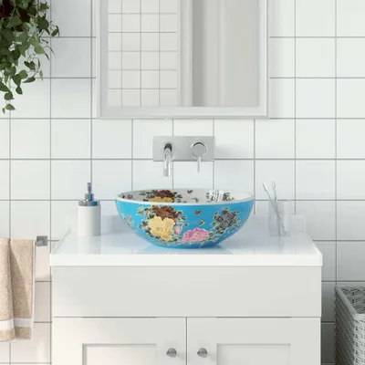 Produktbild von Möbel Aufsatzwaschbecken Mehrfarbig Rund Ø41x14 cm Keramik - Waschbecken &43171