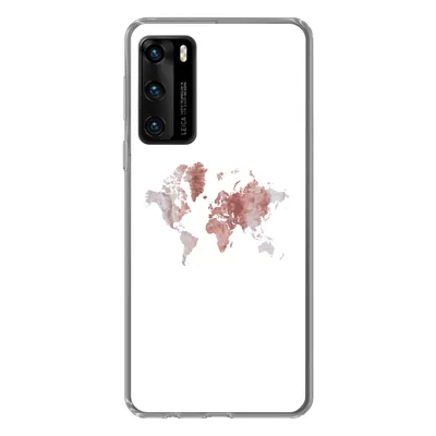 Produktbild von MuchoWow® Handyhülle Schutzhülle Hülle für Huawei P40 Weltkarte - Rosa - Farbe Silikon Softcase Handy Hülle - Handytasche