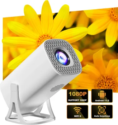 Immagine prodotto di Proiettore ZELURXX, Funzione di calibrazione automatica, Con Bluetooth, Portatile, Adatto per home cinema, Party, 10,3 x 10,3 x 20,4 cm, Bianco