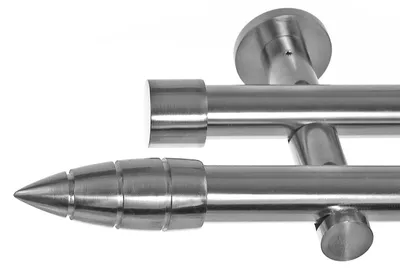 Produktbild von Edelstahl Look Gardinenstange Ø 20mm Wandträger 2-läufig zweiläufig Wandbefestigung Spitze H41 E81E30 RR