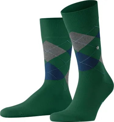 Produktbild von Burlington Herren Socken - King, Baumwolle, Rautenmuster, Logoemblem Grün/Grau/Blau 40-46