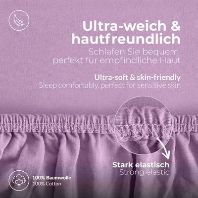 Produktbild von Jersey Spannbettlaken 60x120 - 70x140 cm, 100% Baumwolle Bettlaken, Flieder