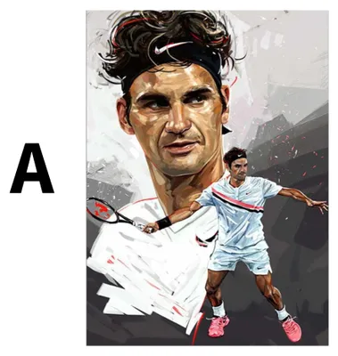 Produktbild von Poster Tennis Spieler Roger Federer · Geschenkidee · Deko Print ohne Rahmen · Motiv A · 60 × 90 cm