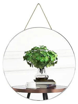 Image de Miroir rond, diamètre 39,1 cm, avec cadre en plastique argenté