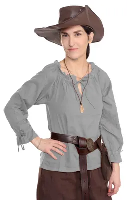 Produktbild von Mittelalterbluse mit Kordelverschluss grau Größe: L