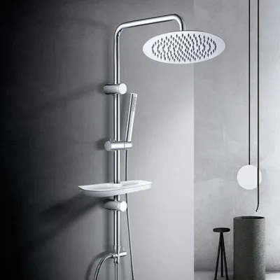 Produktbild von Görbach Regendusche Duschset Duschsystem mit Ablage Chrom ohne Duscharmatur (D30)