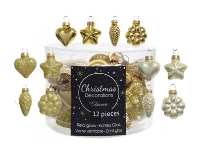 Produktbild von Set Christbaumkugeln aus Glas Gold dekorativ 12 Stück