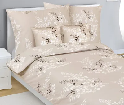 Produktbild von Baumwollbettwäsche - 2x140x200, 2x70x90, 2x40x40 - Kaffee, beige
