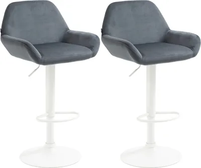 Produktbild von 2er Set Barhocker Braga Samt weiß dunkelgrau