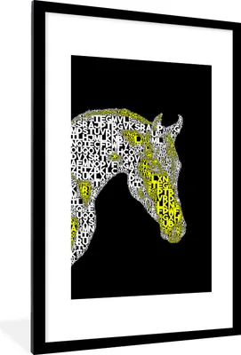 Produktbild von MuchoWow® MuchoWow® Gerahmtes Poster Pferd - Buchstaben - Gelb - Mädchen - Kinder - Mädchen 60x90 cm - Poster mit zchwarzem Bilderrahmen - Dekoration - Wandposter Wohnzimmer - Hochwertig