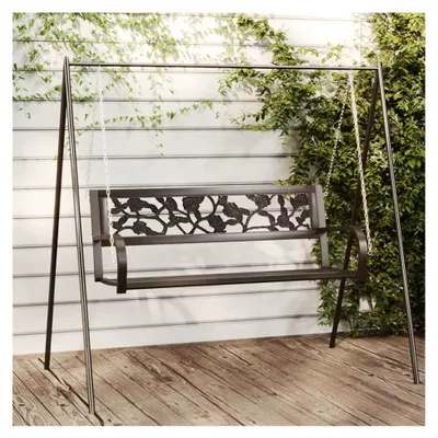 Produktbild von Gartenschaukelbank 125 cm aus Stahl und Kunststoff in Schwarz