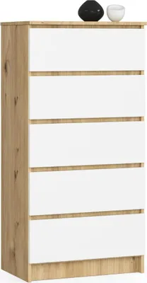 Immagine prodotto di Comò K60 5 cassetti Rovere Artisan Bianco con guide metalliche e montaggio fai da te