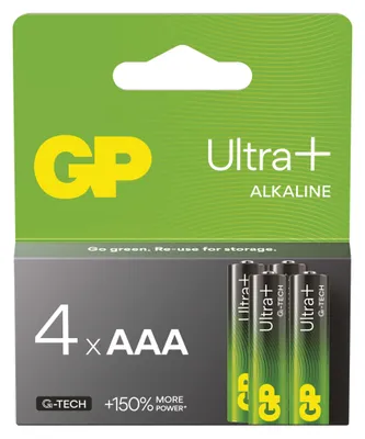 Alkalická baterie GP Ultra Plus AAA (LR03), 4 ks