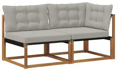 Image de vidaXL Canapé d'angle et canapé moyen d'extérieur avec coussins 2 pièces Nature