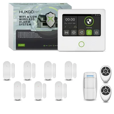 Immagine prodotto di Sistema di allarme HUXGO Wi-Fi GSM 4G - Set composto da 1 rilevatore di movimento e 7 sensori per porte - App HXA502