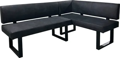 Produktbild von byLIVING Eckbank VANCOUVER / Vintage Mikrofaser anthrazit / Metall Gestell schwarz pulverbeschichtet / Taschenfederkern / 181,5 x 125, H 86 cm