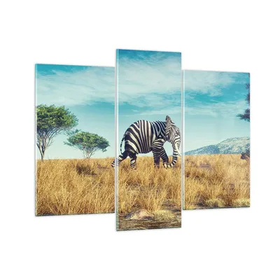 Produktbild von Bilder auf glas - 3 Teile - Surreal Elefant Rippen - 130x100cm - Glasbilder - Wandbilder - Bilder - zum Aufhängen bereit - Wanddekoration aus Glas - Glas Bilder - Wandbild auf Glas - GCB130x100-4717