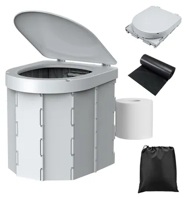 Obrázek produktu pro Přenosné toalety Omgoods – Ergonomický design – Skládací toaleta – Přenosná toaleta – Toaleta pro kempování – Lehká (1,38 kg) – Nosnost 400 liber – Toaleta pro kempování