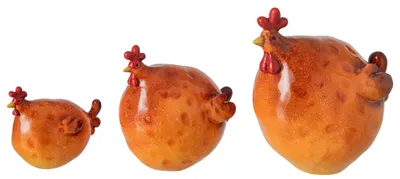 Productafbeelding van Decoratieve Haan Set van 3 in Donkoranje Polyhars