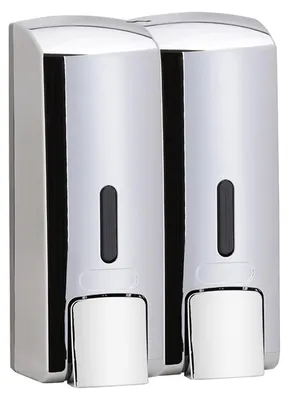 Image de Distributeur de savon liquide Bemeta pour hôtel, 2 x 300 ml, plastique brillant