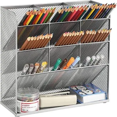 Produktbild von Famanu Schreibtisch Organizer – 9 Fächer – Metall – Schwarz