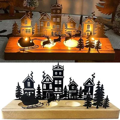 Obrázok produktu pre Adventný veniec – drevený svietnik na 4 čajové sviečky – dekorácia