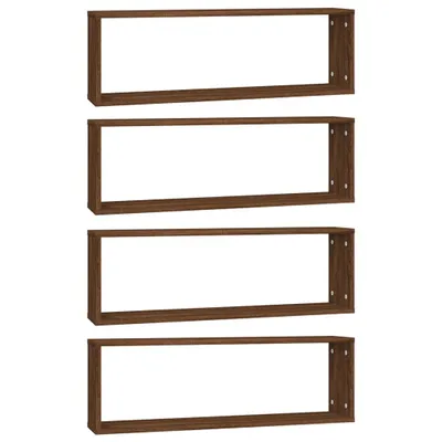 Zdjęcie produktu dla vidaXL Półki ścienne 4 szt. Brązowy dąb 80x15x26,5 cm Materiał drewnopochodny