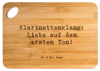 Produktbild von Mr. & Mrs. Panda Schneidebrett Spruch Klarinette Liebe  - Transparent - Geschenk, Hackbrett, vesperbrett, Lernen, Musikgeschenke, Musiker, Frühstücksbrettchen, Holzbrett