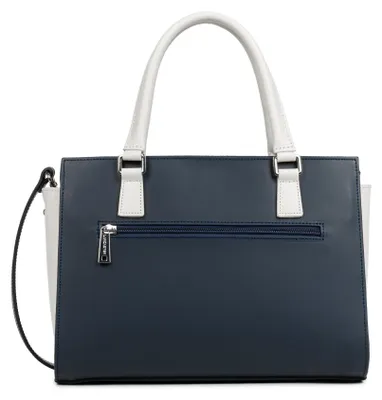 Image de Lancaster Sac à main Zippée M Smooth Bleu Foncé - Ecru