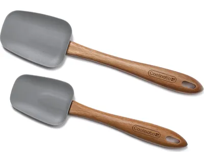 Produktbild von Coolinato 2tlg Set Kochlöffel Akazienholz mit Silikon