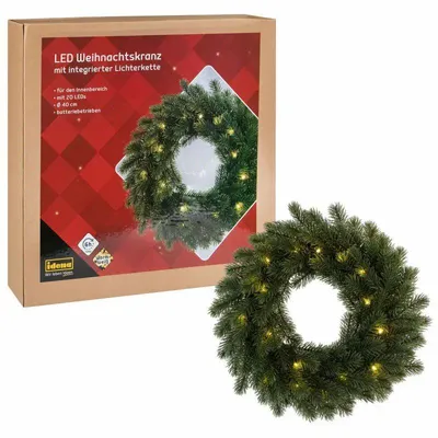 Produktbild von Idena Weihnachtskranz 20 LED 6h Timer Batterie Ø40cm