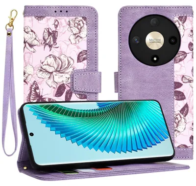 Produktbild von Techsuit FlipCraft Book Wallet Klapphülle mit Kabel für HONOR Magic6 Lite - Mysterious Purple