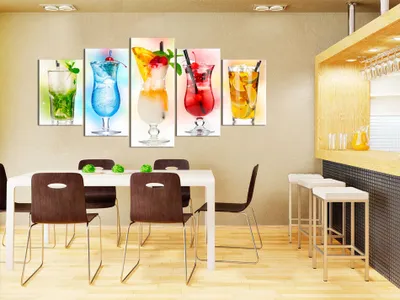 Produktbild von Akustikbild Drink 200x100 cm Bilder Akustikschaum Hochleistungsschallabsorber Schallschutz Leinwand 5 tlg Wandbild Raumakustik Schalldämmung 030107-15