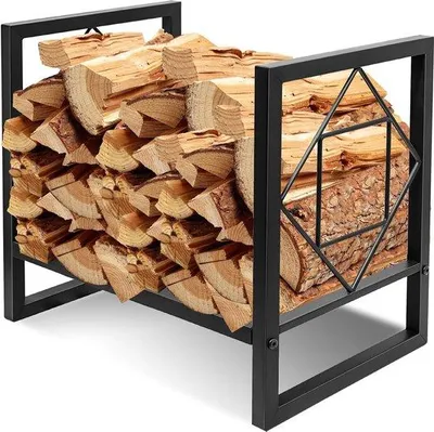 Produktbild von Famanu Holzregal für Brennholz - Schwarz, Robuste Stahlkonstruktion