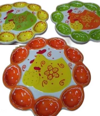 Zdjęcie produktu dla talerz ceramiczny na jajka jajek kolorowy KURKA