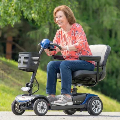 Obrázek produktu pro LVHOM seniorský elektrický skútr s 300W motorem, skútr s 9palcovými pneumatikami, skládací elektrický skútr, elektrický invalidní vozík, modrý