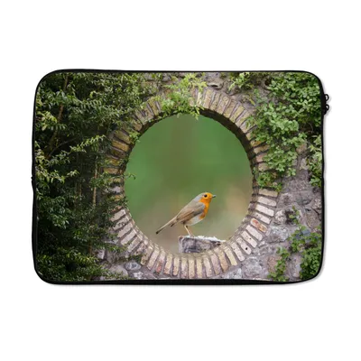 Produktbild von MuchoWow® Laptop Hülle 13 Zoll Vogel - Durchblick - Rotkehlchen Laptoptasche - Laptophülle - Sleeve - Rundumschutz