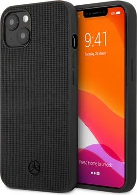 Produktbild von Mercedes Mehcp13Mmblbk Iphone 13 / 14 / 15 6.1 Czarny/Schwarz Hardcase Leder Mesh Metall Logo