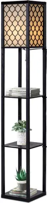 Produktbild von GOPLUS 3-Regal Stehleuchte, Standlampe Holz, Standleuchte, E27 Innenbeleuchtung, Innenbeleuchtung für Wohnzimmer Schlafzimmer, 26 x 26 x 160cm